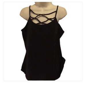 Maurice size XL set of 2 white & black strappy camisoles with  stretch